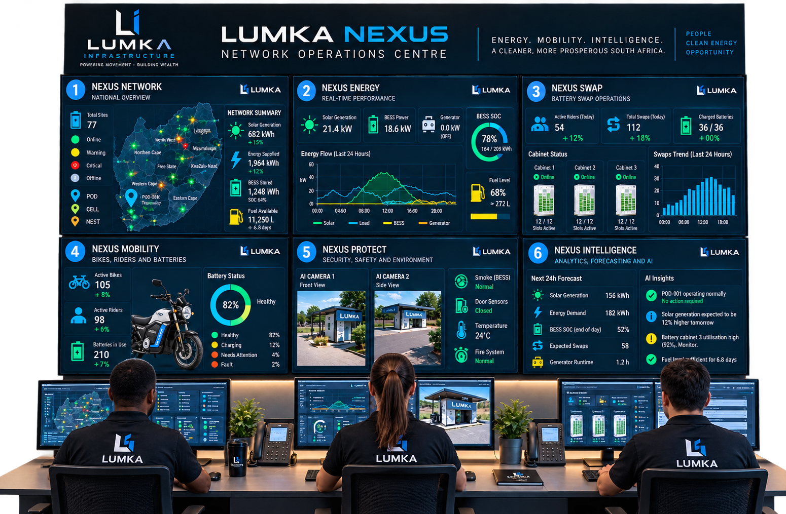 Concept visualization of LUMKA NEXUS Network Operations Centre